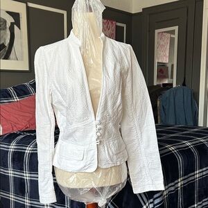 Mossino White Women's Textured Button-Front Blazer Jacket size  medium